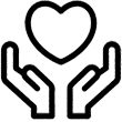 stylized graphic of hands and heart symbol